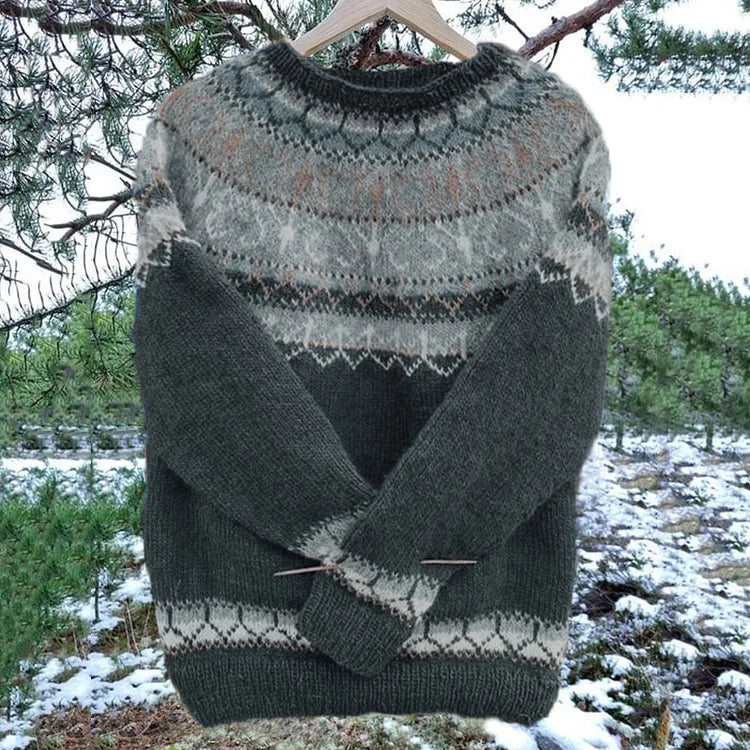 Melina - Isländischer Vintage Strick-Jacquard Pullover