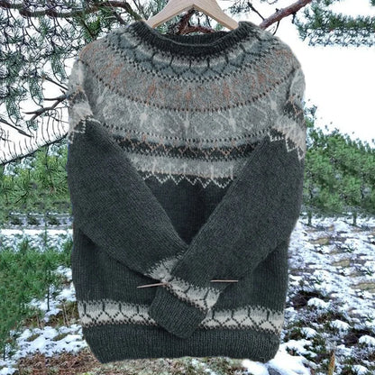 Melina - Isländischer Vintage Strick-Jacquard Pullover