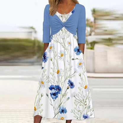SpringStil® - Jugendliches blaues Midikleid mit Seitentaschen