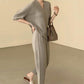 Carl&Coni® - Comfy Elegance Set aus Oberteil mit V-Ausschnitt und knöchellanger Hose