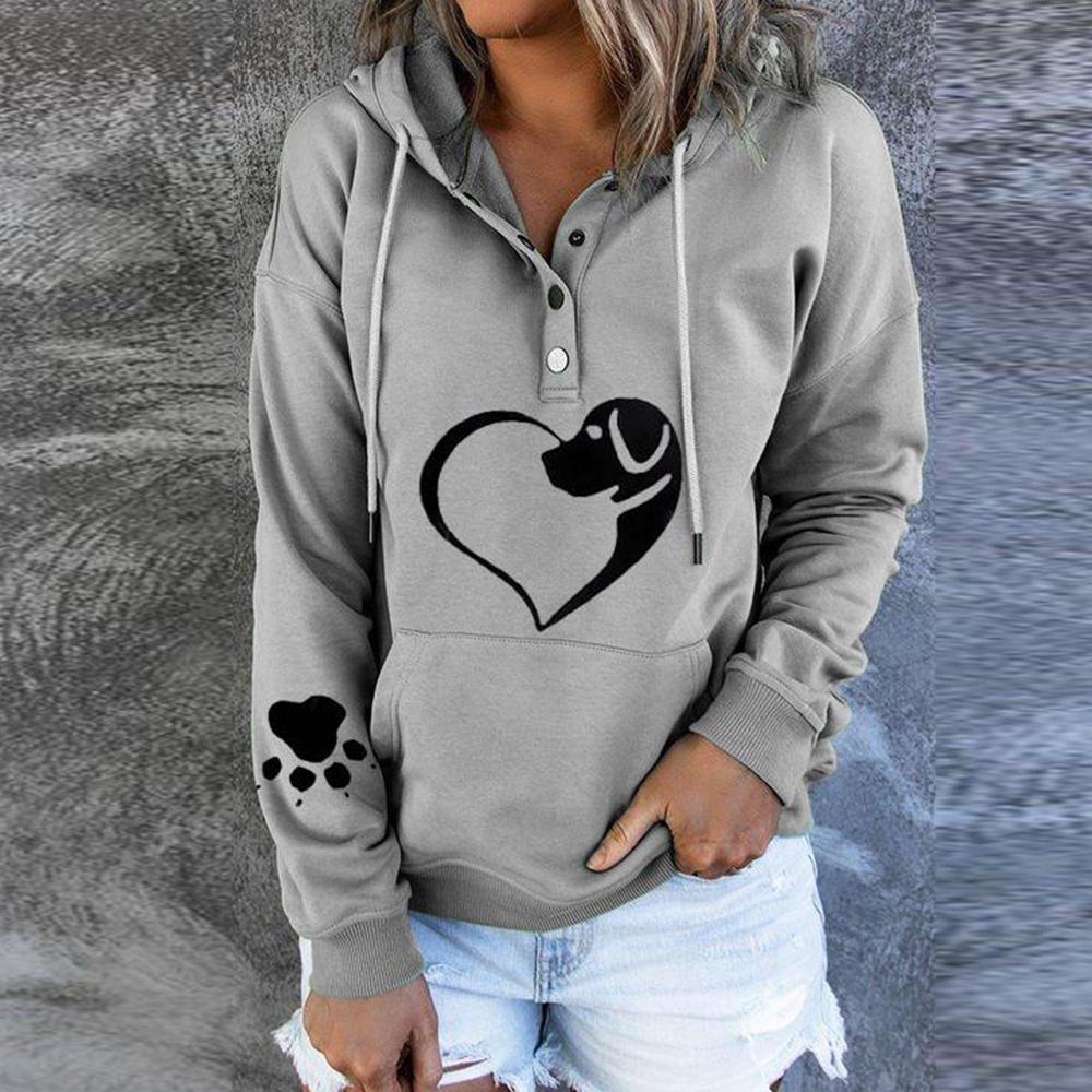 Santvarius® - Beutelloses graues Sweatshirt mit Tiermuster