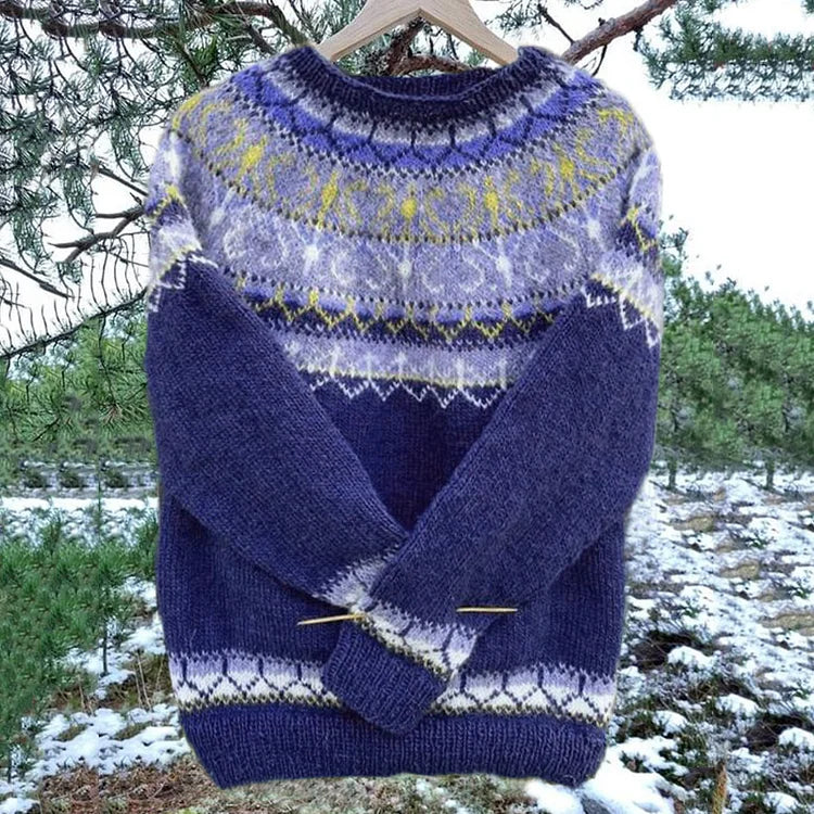 Melina - Isländischer Vintage Strick-Jacquard Pullover