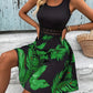 Fiona - Ärmelloses Freizeitkleid mit Rundhalsausschnitt und Blattmuster,