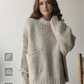 FallStil® - Oversize Pullover mit elfenbeinfarbener Taschenfront