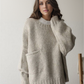 FallStil® - Oversize Pullover mit elfenbeinfarbener Taschenfront
