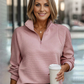HerbstTrend® - Rosa einfarbiges Top mit V-Ausschnitt