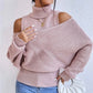 WinterStil® - Rosa einfarbiger Pullover mit hohem Halsausschnitt