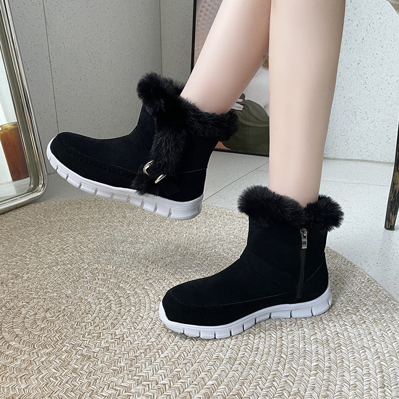 Reyna™ Warme knöchelhohe Schneestiefel aus Samt mit Schnallen-Design