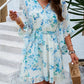 Mia - Blaues Chiffon Minikleid im Boho-Stil