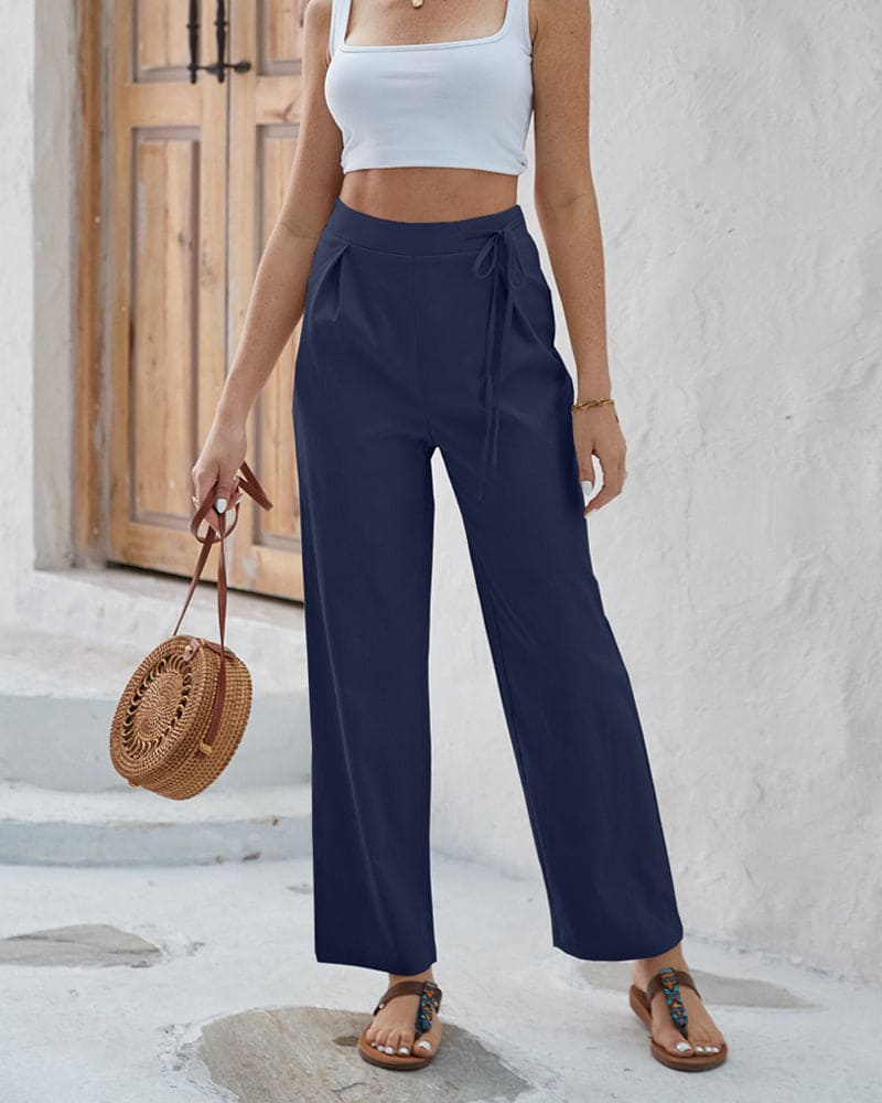 Kirsten - Unifarbene Hose mit hoher Taille