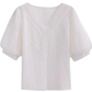 Retro Spitze Puffärmel Chiffon Bluse - Brianna