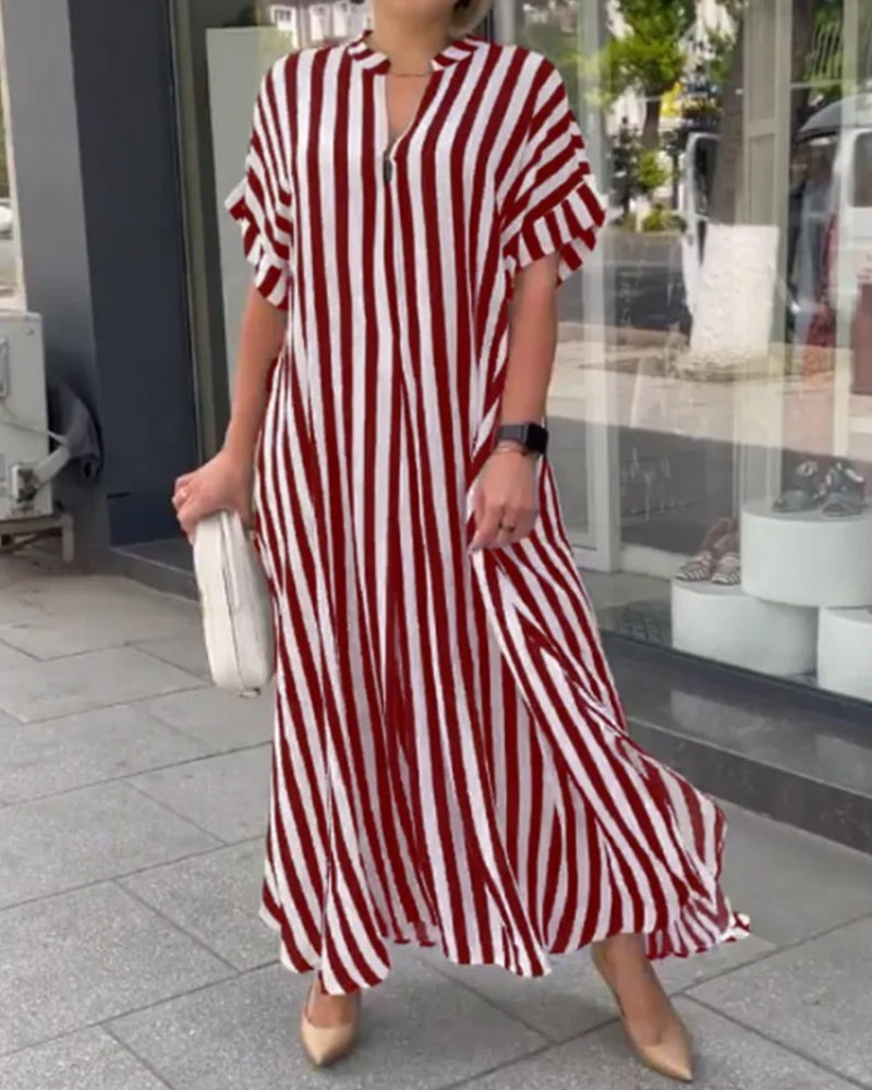 Amara | Elegantes Kleid mit V-Ausschnitt und Streifen | 50% OFF!
