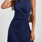 FallStil® - Marineblaues einfarbiges ärmelloses Midikleid