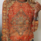 FallStil® - Gelb-Orange Vintage Druck Langarmshirt