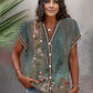 SpringStil® - Grüne Bluse mit Aquarell-Blumendruck