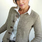 Monci® - Khakifarbene einfarbige Strickjacke mit langen Ärmeln
