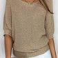 FallStil® - Goldfarbener einfarbiger Pullover mit Rundhalsausschnitt