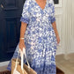 LINA - Blaues Print-Sommerkleid