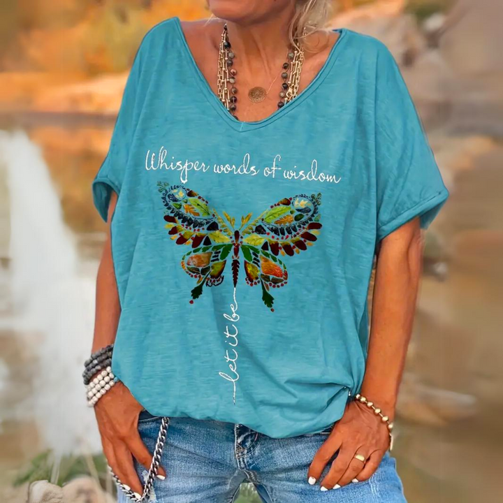 Inspirierendes Damen-T-Shirt mit Schmetterlingsdruck - Lotte