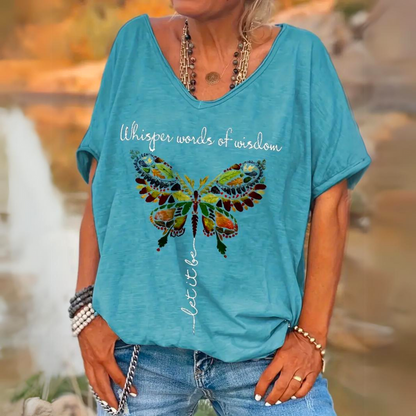 Inspirierendes Damen-T-Shirt mit Schmetterlingsdruck - Lotte