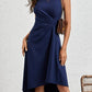 FallStil® - Marineblaues einfarbiges ärmelloses Midikleid