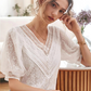 Retro Spitze Puffärmel Chiffon Bluse - Brianna
