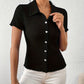 Schwarzes Herzknopf Shirt - Sophie