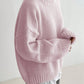WinterTrend® - Rosa einfarbiger Pullover mit langen Ärmeln und Rundhalsausschnitt