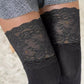 FallStil® - Oberschenkelhohe Socken aus Mesh-Spitze mit Kräuselung | Schwarz