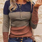 ChristStil® - Lace Hollow Out Spleißen Farbe Block Taste Bluse