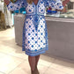 Lina - Blaues Musterkleid Boho-Chic