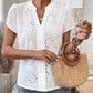 Weißes Spitzenshirt mit Puffärmeln - Alina