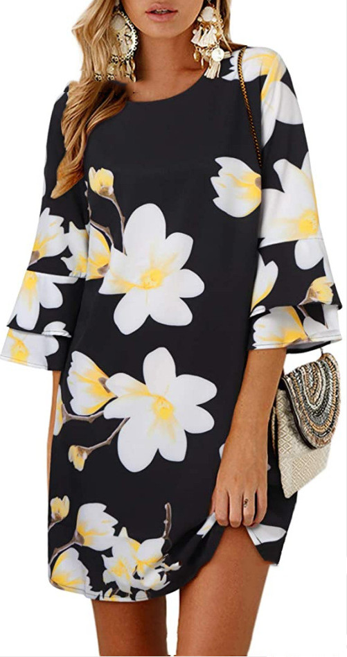PureWear® - Florales Minikleid mit halben Ärmeln und Shift
