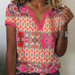 Naturlux® - Elegantes Kurzarm-Top mit rotem Druck