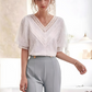 Retro Spitze Puffärmel Chiffon Bluse - Brianna