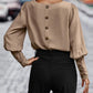 Einfarbige Bluse mit Laternenärmel