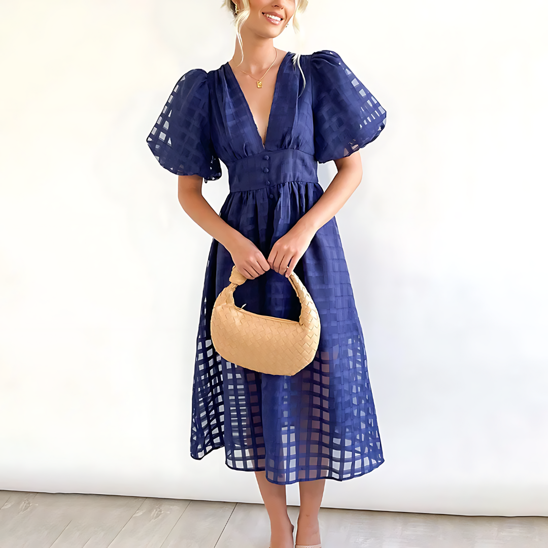 Emilia - Schwarzes Netz-Midikleid