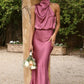 Satinista - Unifarbenes One-Shoulder-Kleid