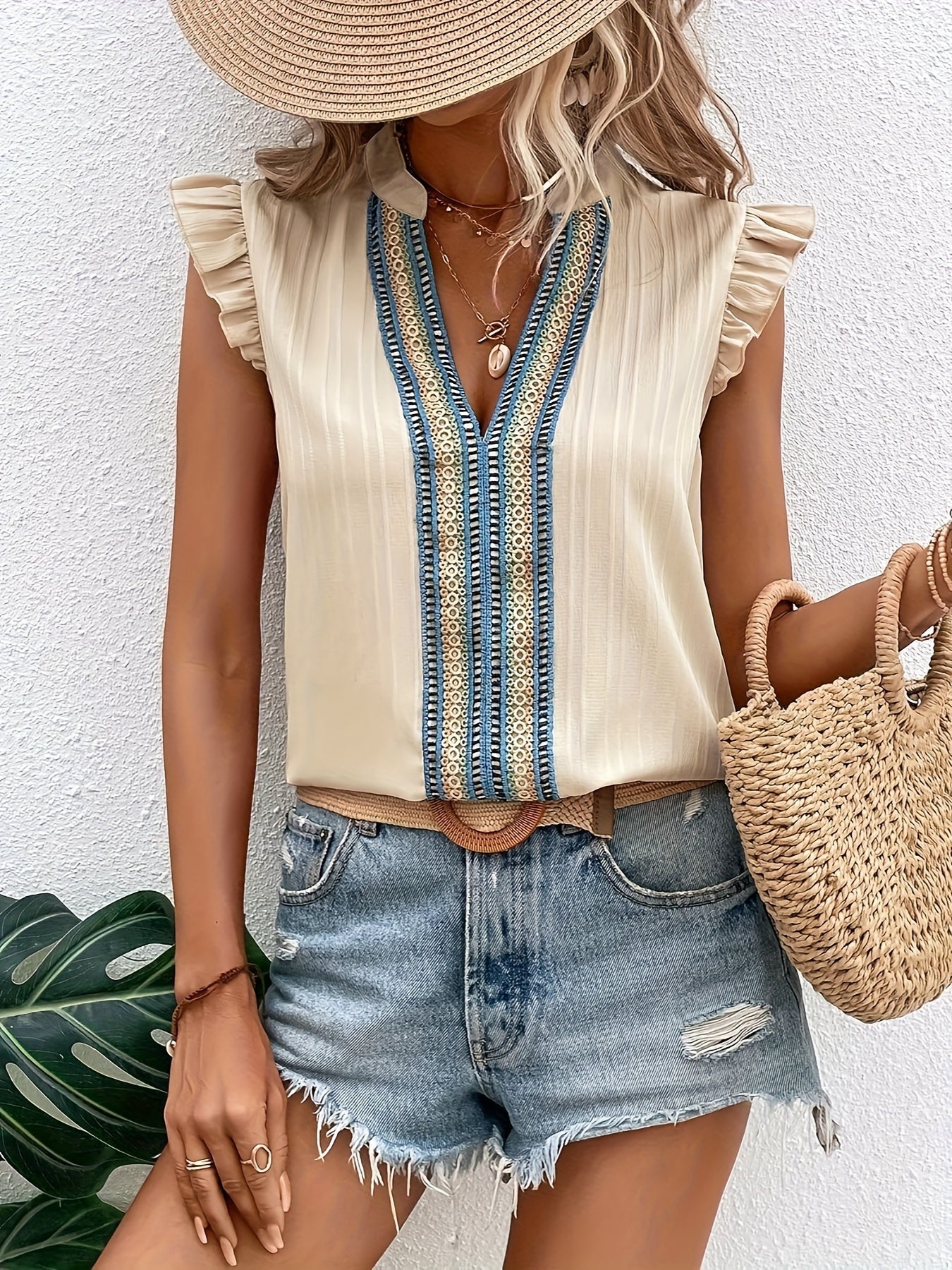 Khaki Ethno-Bluse - Lara