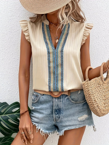 Khaki Ethno-Bluse - Lara