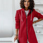 Even&Vil® - Motor Rot Ungleicher Saum Kapuzenpullover mit Reißverschluss Strickjacke