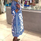 Lina - Blaues Musterkleid Boho-Chic