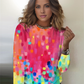 FallStil® - Raining Color Dots Langärmeliges Top mit rundem Kragen