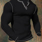 Lenn - Herren-Sport-Langarm-T-Shirt mit Waffelmuster und Henley-Kragen