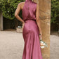 Satinista - Unifarbenes One-Shoulder-Kleid