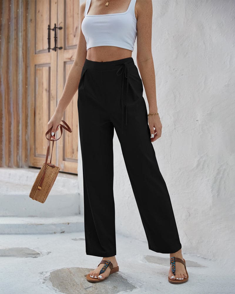 Kirsten - Unifarbene Hose mit hoher Taille