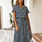 Schickes Midikleid mit Tupfenmuster und Taillenband