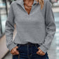 HerbstTrend® - Graues langärmeliges einfarbiges Top