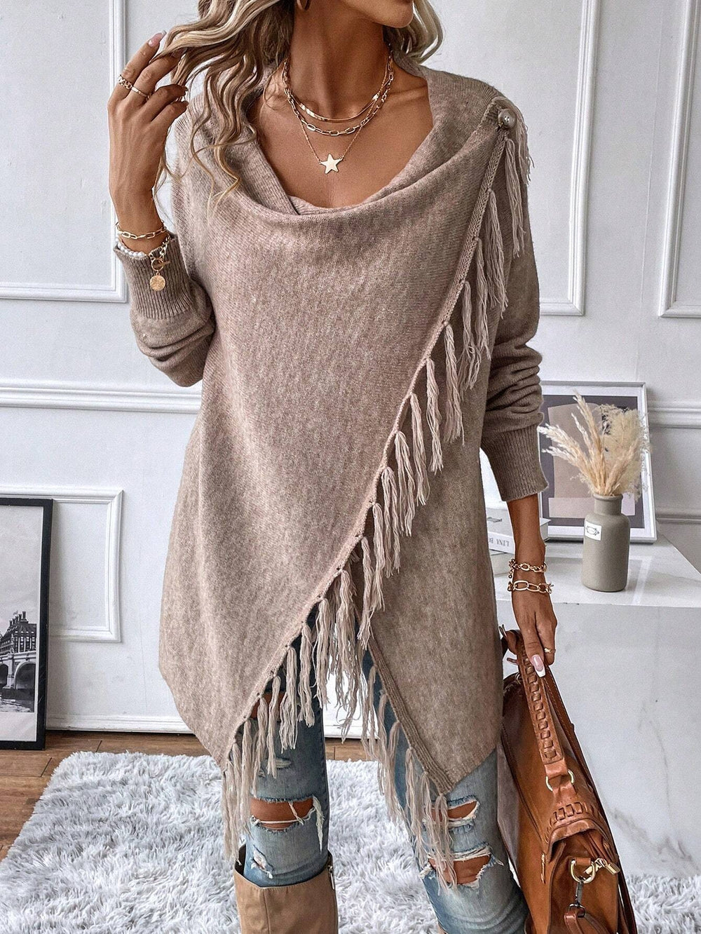 HerbstTrend® - Moderner einfarbiger Pullover mit langen Ärmeln