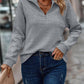 HerbstTrend® - Graues langärmeliges einfarbiges Top